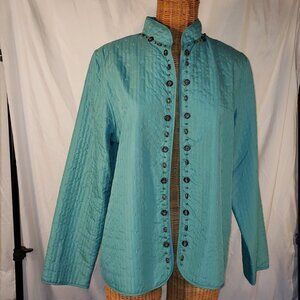 Ladies ALFRED DUNNER Lightweight Quilted Open Front Jacket w/Embellishments - 8